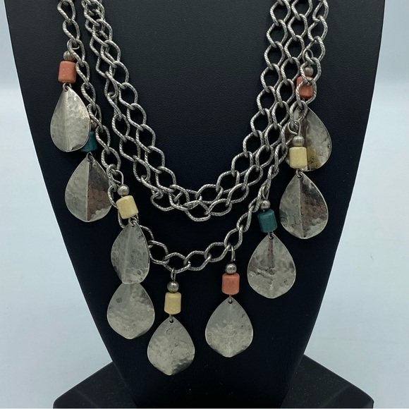 Vintage Bohemian Large Design Stone Leaf Necklace - Picture 3 of 6